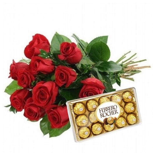 Buquê Amore e Ferrero com Rosas Exportação
