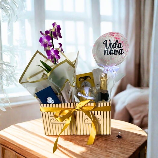Presente com Orquidea e Chandon