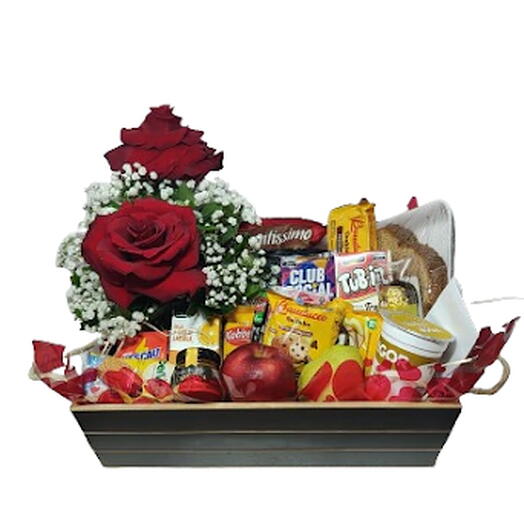 Bandeja de cafe com rosa