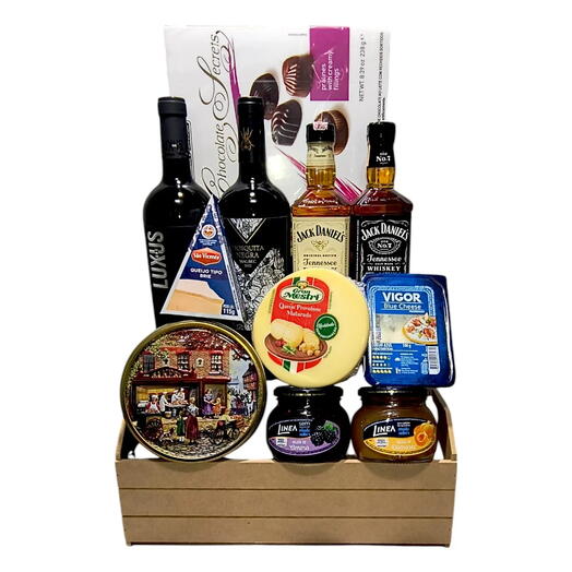 Cesta Premium com Whisky e Vinho