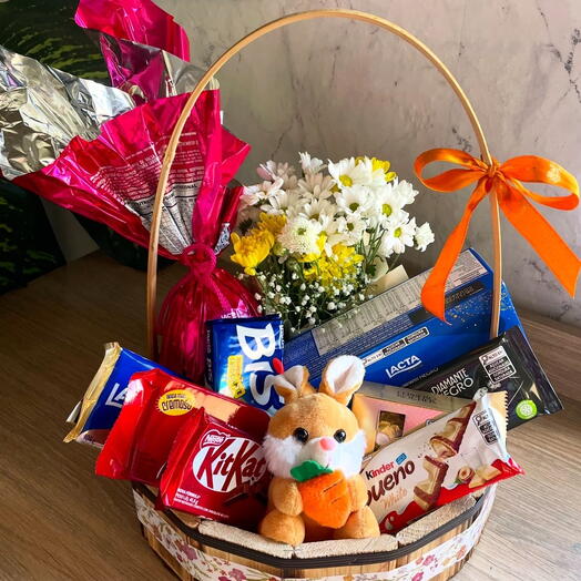 Cesta de Pascoa com Flores