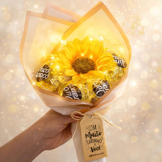 Buquê Doce Girassol Iluminado