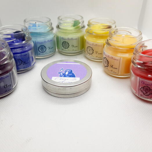 Kit 7 velas aromaticas chakras com pedras