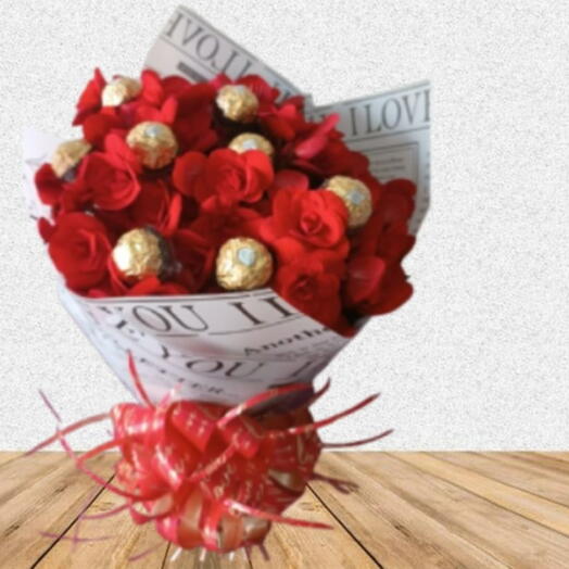 Flores Vermelhas com Ferrero Rocher