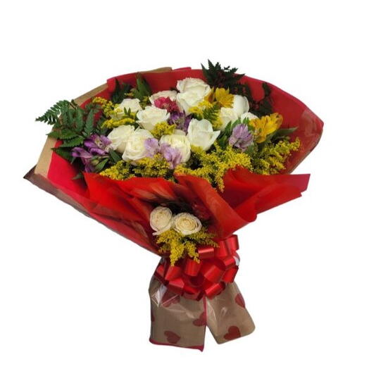 Buque com 12 Rosas Brancas