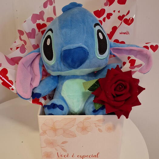 Box com Stitch e Rosa Artificial