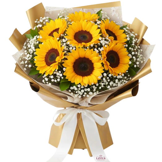 Buquê de 7 Girassois Para Presente