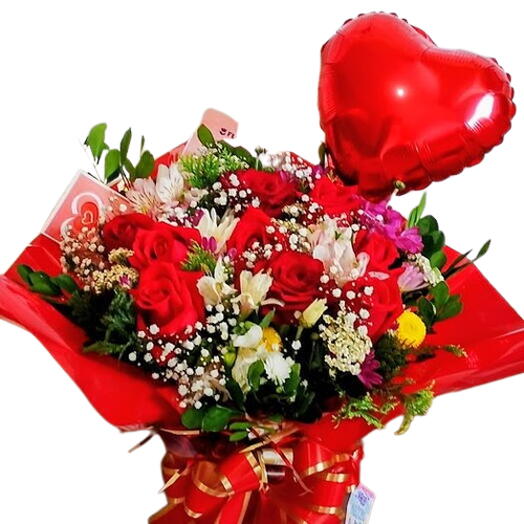 Buquê/arranjo com 9 rosas no cachepo