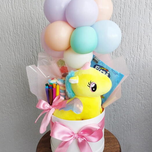 Cesta Infantil Unicornio com balões