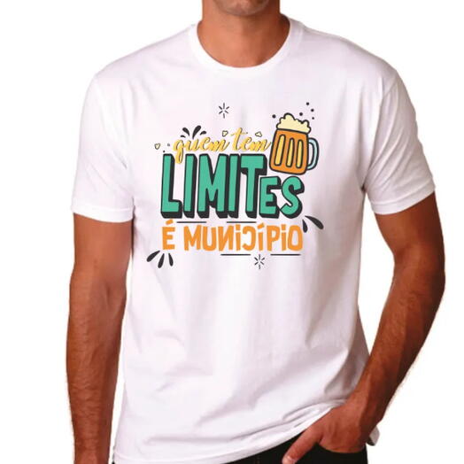 Camiseta "Quem Tem Limites e Municipio" – Para Quem Gosta de Viver Sem Barreiras (malha poliester encorpada)