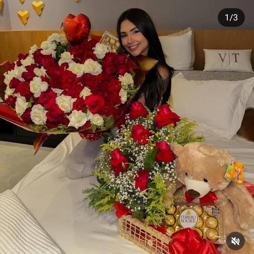 Super Kit Completo C/Buquê de 100 Rosas