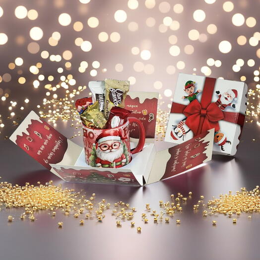 Presente Feliz Natal Com Caneca Personalizada na Caixa Explosão
