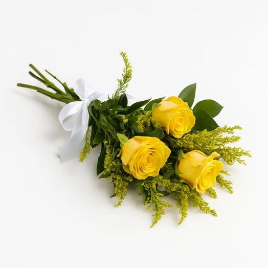 Buquê Com 3 Rosas Amarelas