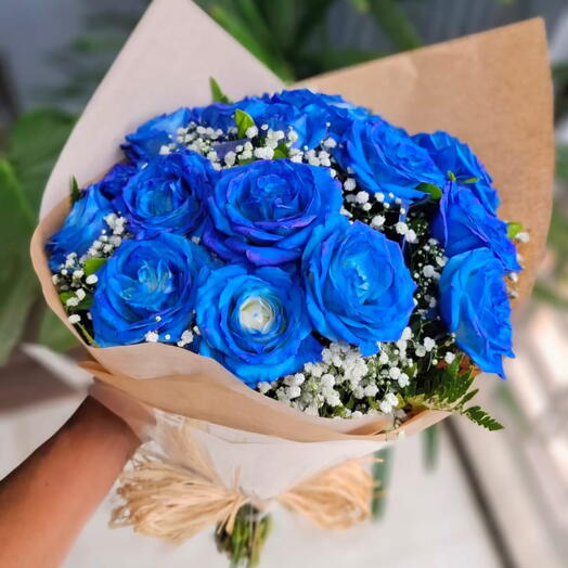 Buquê de 15 Rosas Azuis