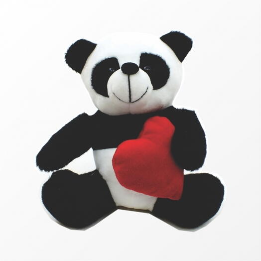 Panda com Coração de Pelucia (17cm)