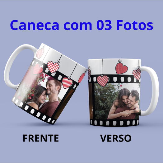 Caneca com 03 Fotos Personalizadas