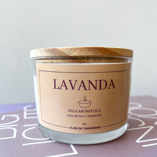 Vela aromatica de Lavanda - 100% vegana - Cera de coco - 100g