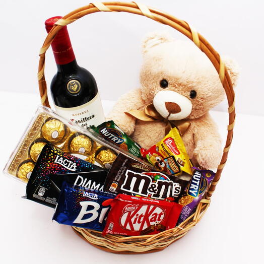 Cesta mimo com chocolates