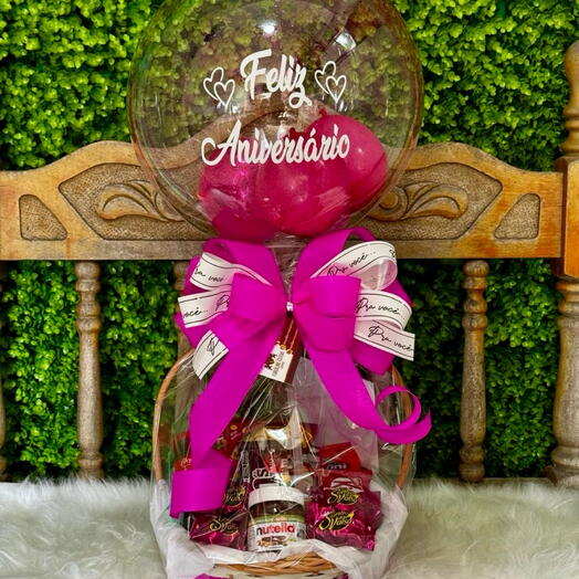 Festejar Bubble (Escolha Cor da Cesta e Frase do Balão Via Chat)