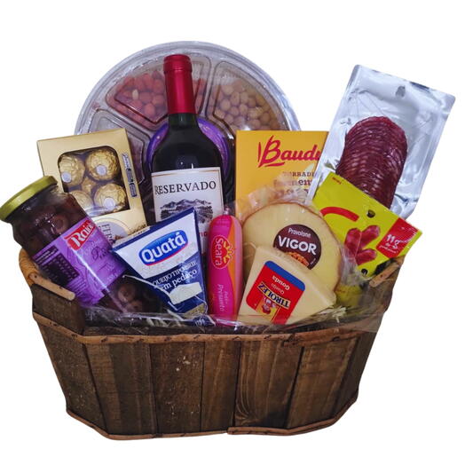Cesta Gourmet Queijos e Vinho