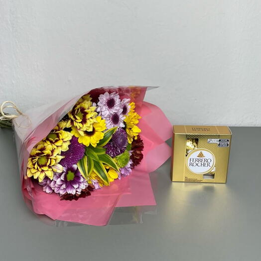 Buquê Mix de Flores do Campo + Ferrero Rocher 50g
