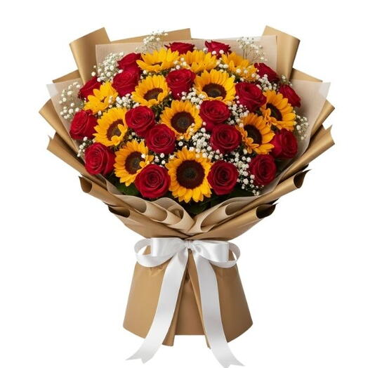 Mega Buquê de Rosas e Girassois