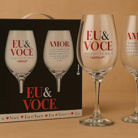 Box taças de vinho Eu   Você