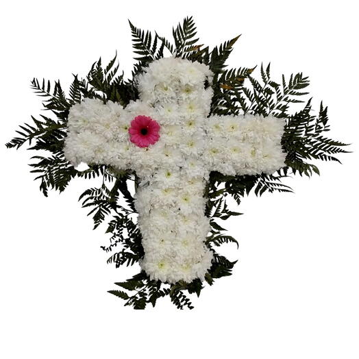 Arranjo de Cruz com Crisântemo e Gerbera