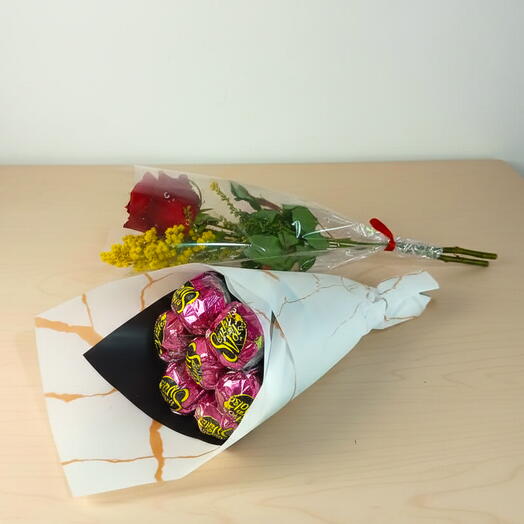 Buque de Chocolate com Rosa Unica