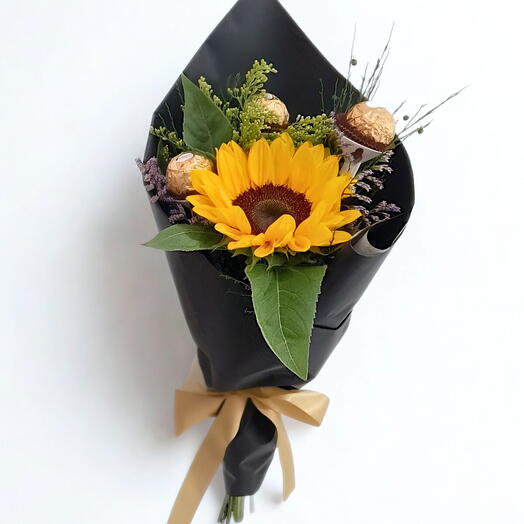 Mini Buquê Girassol + ferrero