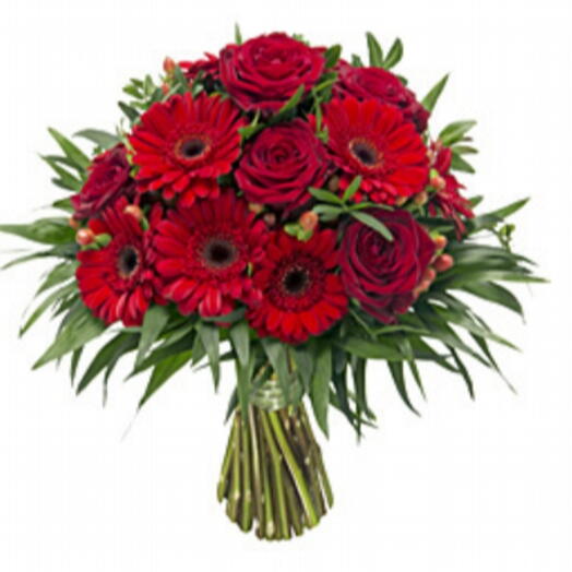Buquê de Rosas e Gerberas Vermelhas Emoção