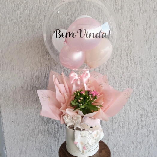 Cesta maternidade Bem Vinda com balão