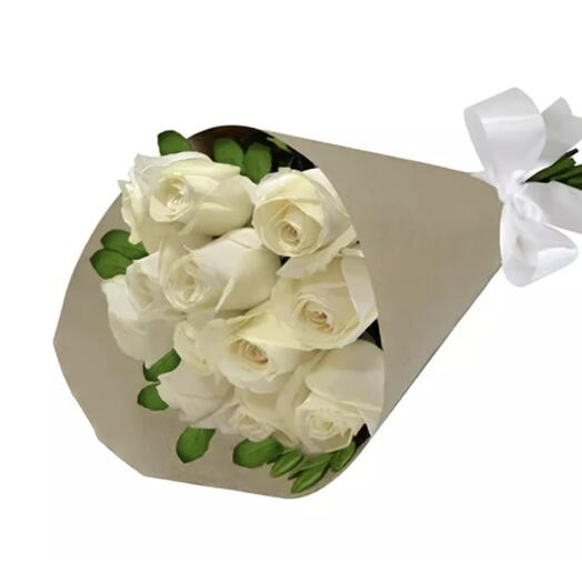 Bouquet De Rosas Brancas No Kraft