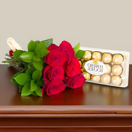 Buquê Mimo De Rosas Vermelhas   Ferrero T12