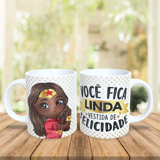 Caneca Mulher Maravilha - Vestida de Felicidade