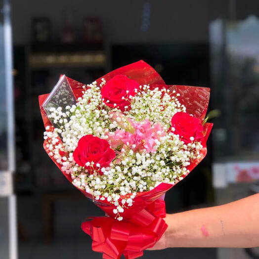 Buquê 3 Rosas Vermelhas