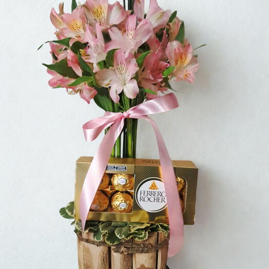 TOPEARIA DE ALSTROEMERIAS + FERRERO ROCHER