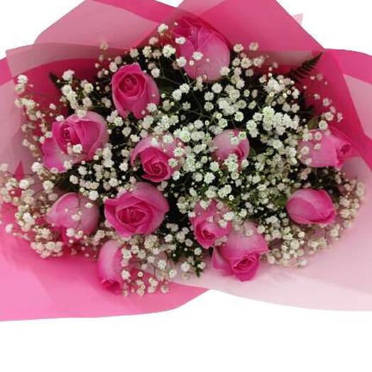 Buquê com 12 Rosas Pink