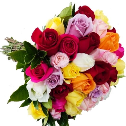 Buquê Com 42 Rosas Coloridas