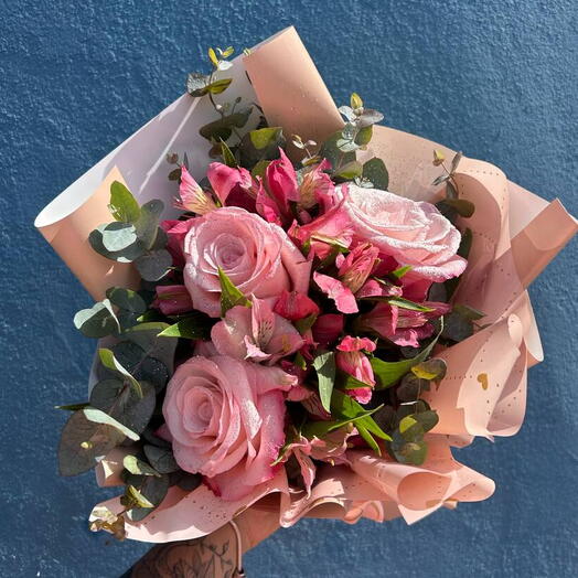 Buquê 3 Rosas Cor de Rosa