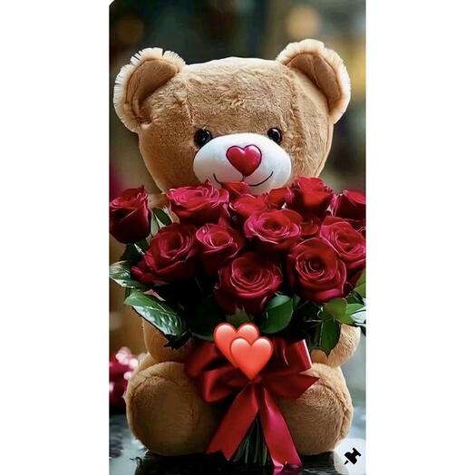 Buquê de Flores com Urso